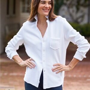 Frank & Eileen White Button-Up Sweatshirt